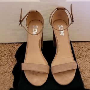 Nude block heel sandals